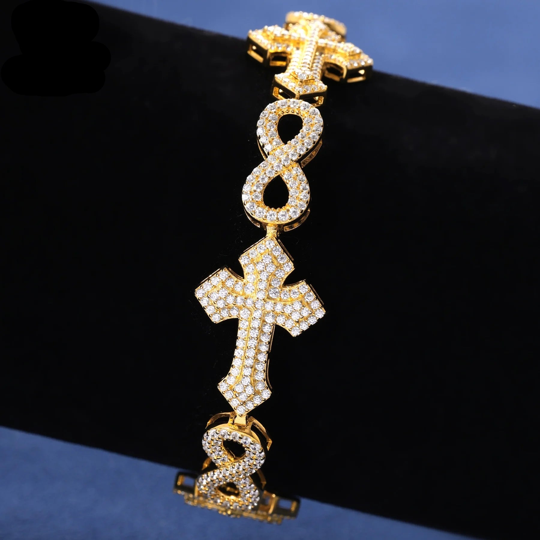 Rapper Style Cuban Bracelet Jewelry 15mm Cross Bracelet Pass Diamond Tester Iced Out Infinitely Cross Cuban Bracelet for Men