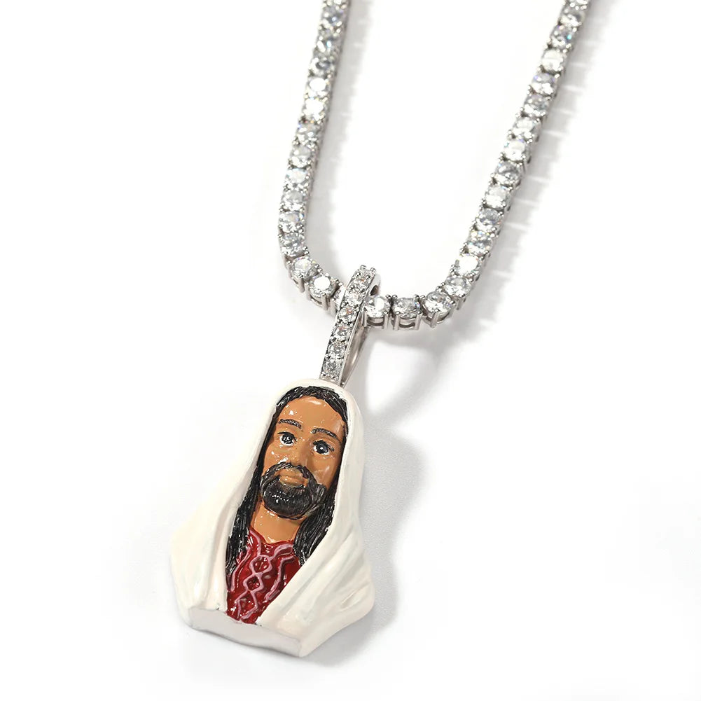 2021 Hot Sale Enamel Jesus Pendant with AAA CZ Hip Hop Pendants for Necklace