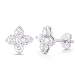 Ice Stone Four Leaf Cross Moissanite Silver Earrings