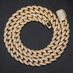 Luxurious 15mm Bubble Cuban Link Chains Iced Out Jewelry Diamond Necklace 18k Gold Plated for Men
