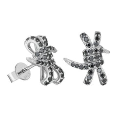 New Design Black Bow Knot VVS D Moissanite Diamond Earrings Hot Selling 925 Sterling Silver Earring Jewelry for Women