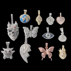 Top Icy Hip Hop Jewelry Iced Out Diamond Pendant  Cubic Zircon Gold Plated Cute Memes Necklace For Men and Women