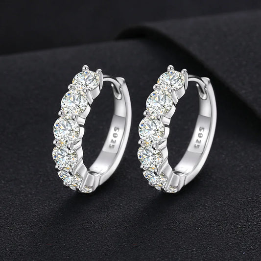 Wholesale Bling Bling 2mm 3mm 4mm Earrings 925 Sterling Silver Round Grade D Moissanite Hoop Earrings Iced Out in Round Shape