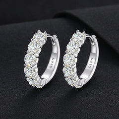 Wholesale Bling Bling 2mm 3mm 4mm Earrings 925 Sterling Silver Round Grade D Moissanite Hoop Earrings Iced Out in Round Shape