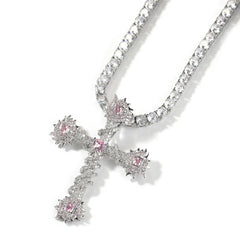 2023 Hip Hop Zirconia Christian Jesus Cross Pendant Necklace 5A CZ Religious Cross Necklace Gold Plated with Rope Chain