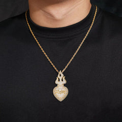 Ice Stone Luxury Men’s 925 Silver Flame Heart Moissanite Necklace