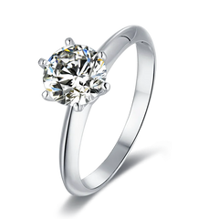 925 Sterling Silver Brilliant Cut 3.0ct VVS Round Cut Moissanite Solitaire Ring Engagement Custom Logo Diamond Wedding Ring