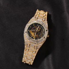 Ice Stone Mechanical Fashion Diamond Bling Silver Gold Watch