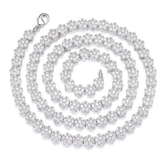 Top Icy 8mm Flower Shape Diamond AAA Cubic Zirconia Tennis Chain Cute Women Necklace Bling Tennis Necklace