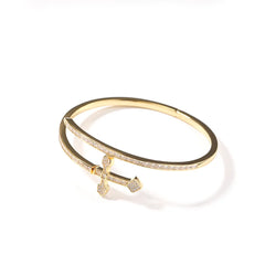 Top Icy Iced Out Wholesale Jewelry Adjustable Cross Bracelets Brass 18K Gold Plated 5A Bling CZ Diamond Bangle Bracelets