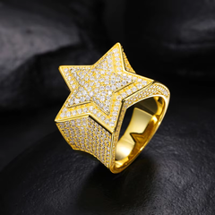 Top Icy Hip Hop Star Ring Men Women Luxury Jewelry Iced Out Gold Plated 925 Sterling Silver VVS Moissanite Ring