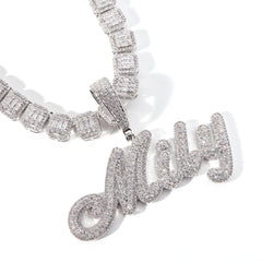 Ice Stone Brush Font Custom Name Necklace