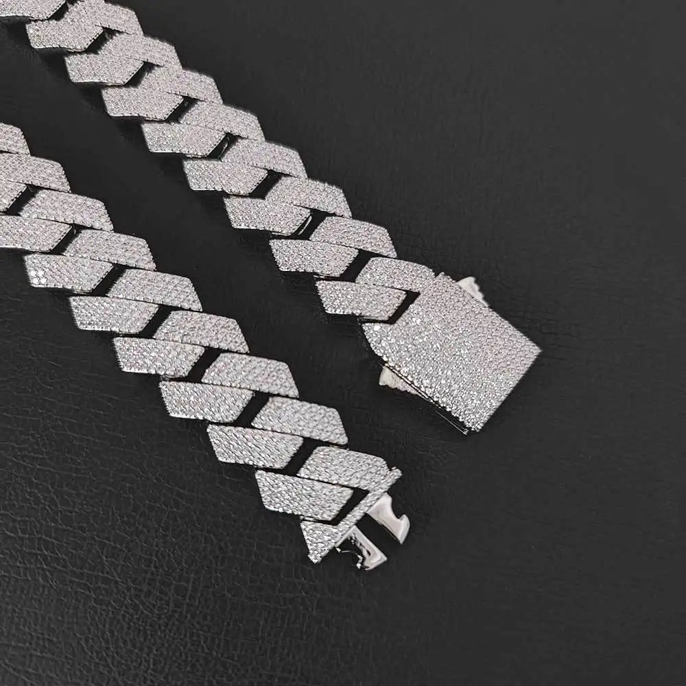 Top Icy 19mm 4 Rows CZ Cuban Link Chain Spring Clasp Luxury Man Hip Hop Necklace Bling Full Diamond Miami Cuban Link Chain