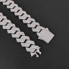 Top Icy 19mm 4 Rows CZ Cuban Link Chain Spring Clasp Luxury Man Hip Hop Necklace Bling Full Diamond Miami Cuban Link Chain