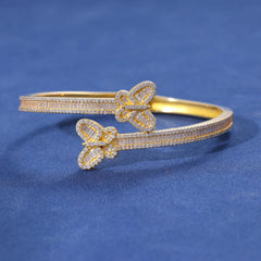 Ice Stone Pass Diamond Tester Iced Out Butterfly Bangle 925 Silver Moissanite