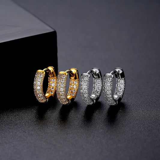 Ice Stone Luxury Iced Out Diamond Gold Plated CZ Earrings