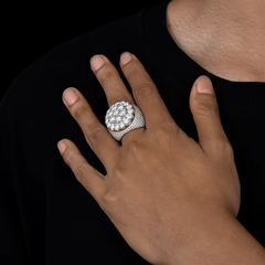 Ice Stone VVS Round Moissanite Flower Hip Hop Ring