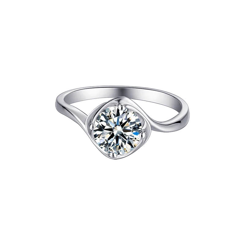 14k White Gold d Color Vvs 1.0 Carat 6.5mm Moissanite Bling Ring Jewelry Set Wedding Gift Mossianite Rings