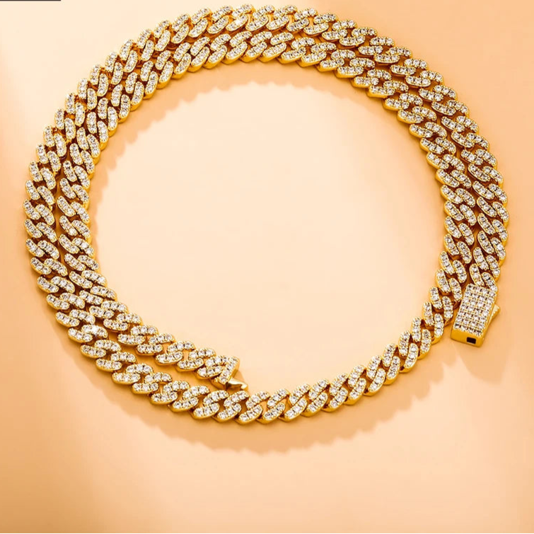 ICY New Hip Hop Miami Cuban Link Chain Jewelry 6mm Gold Plated Silver Rose Iced Out Custom Names Necklace for Women Men