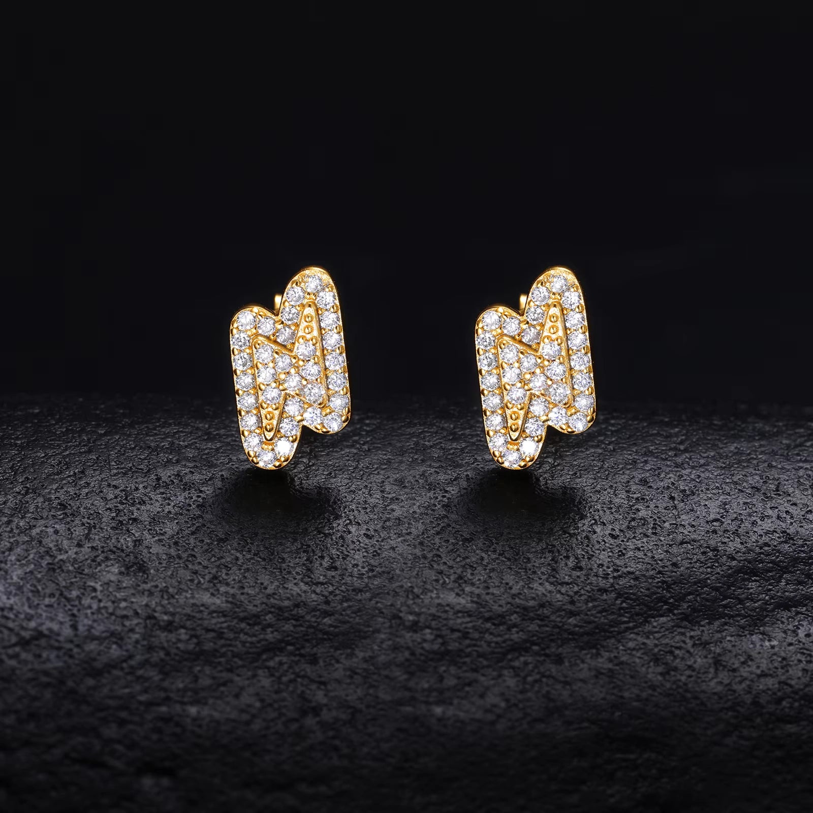 Ice Stone Stylish Men’s VVS D Moissanite Lightning Stud Earrings 925