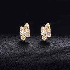 Ice Stone Stylish Men’s VVS D Moissanite Lightning Stud Earrings 925