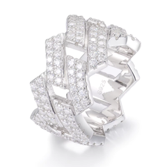 Ice Stone Punk Cuban Link Moissanite Silver Ring