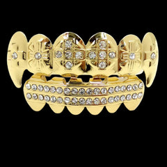 Gold Teeth Grills Top & Bottom Grills Dental Tooth Halloween Vampire Teeth Caps Cosply Body Jewelry