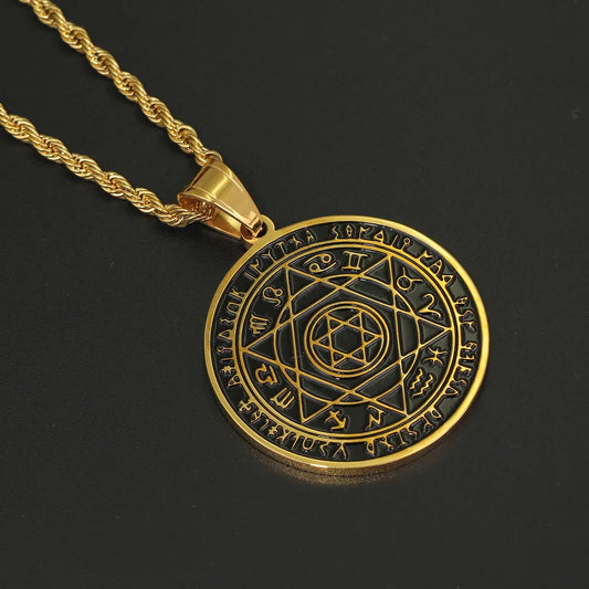 jewelry wholesale black gold constellation five-pointed star witchcraft pagan charm fashion hip hop rapper necklace jewelry