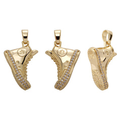 Ice Stone Shoe Pendant Gold Plated Jewelry