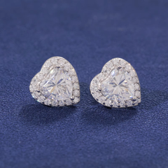Ice Stone Iced Out VVS Moissanite Heart Earrings