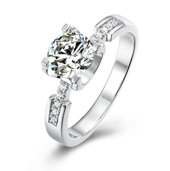 14K White Gold Moissanite Finger Ring Solid Wedding Band Heart Cut Moissanite Ring