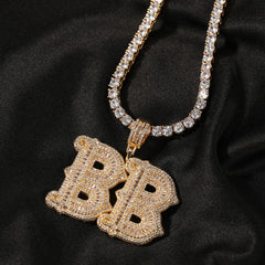 Ice Stone New Iced Out Initials Pendant Necklace