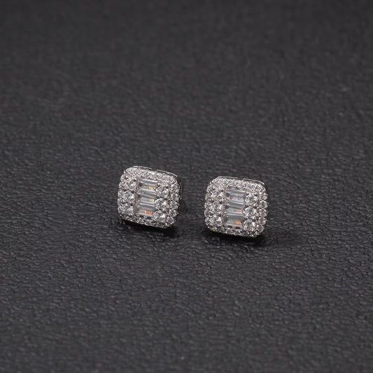 Ice Stone Fashion Hip Hop Iced Out Diamond CZ Stud Earrings