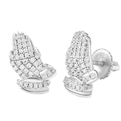 Luxury Bling Hip Hop 925 Sterling Silver VVS Moissanite Diamond Iced Out Pray Hand Stud Earrings 18K Gold Plated Jewelry