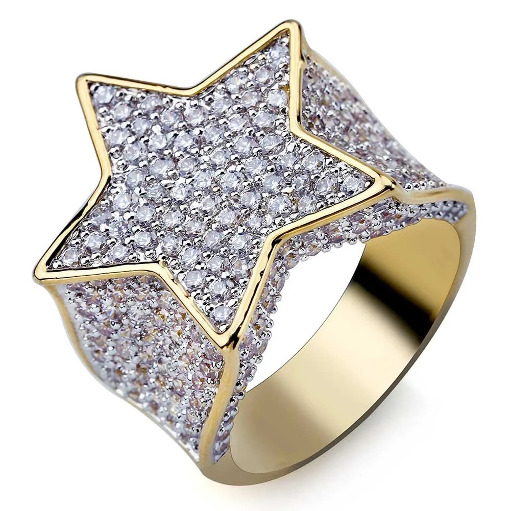 Women men wholesale hip pop vintage Pentagram Gold Rings Five Star Pentacle Fashion Casual Personalized Dainty Luxury Ring