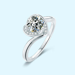 Fine Trendy Jewelry Supplier 925 Sterling Silver 1.0ct D VVS Moissanite Wedding Engagement  Heart Ring Jewelry for Woman