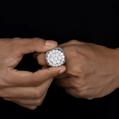 Ice Stone VVS Round Moissanite Flower Hip Hop Ring