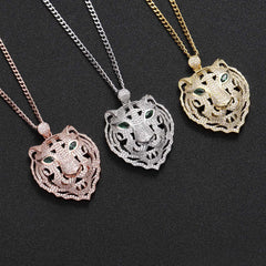 2022 New High Quality Gold Silver Rose Gold Plated Jewelry Punk Animal Design Tiger Pendant Necklace