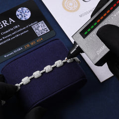 Ice Stone 7mm VVS Moissanite Cuboid Link Bracelet