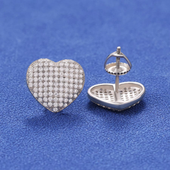 Ice Stone Iced Out Moissanite Heart Stud Earrings