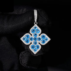 White VVS D Moissanite 925 Sterling SIlver Four Leaf Pendant Necklace for Rapper Fashion Clover Jewelry Pass Diamond Test