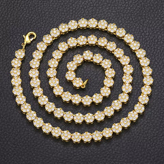 Top Icy 8mm Flower Shape Diamond AAA Cubic Zirconia Tennis Chain Cute Women Necklace Bling Tennis Necklace