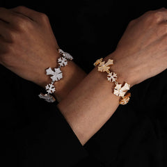 Ice Stone 18K Gold Plated Micro Pave 5A CZ Cross Bracelet