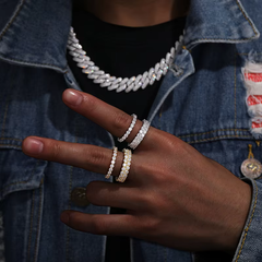 Ice Stone 3.0ct Moissanite Double Layer Ring