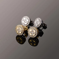 Ice Stone Hip Hop Round Cross Iced Out CZ Stud Earrings