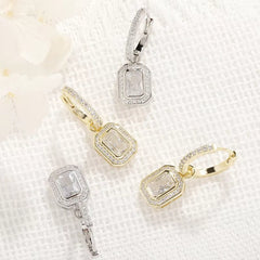Ice Stone New Hip Hop Iced Out Gold CZ Earrings