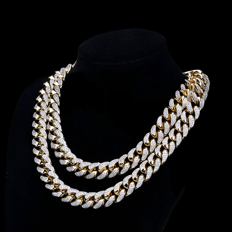 Gold Silver Bracelet Iced Out Diamond Bling Hip Hop  Wholesale Miami Gold Chian Cuban Link Chain for Men Jewelry Necklaces