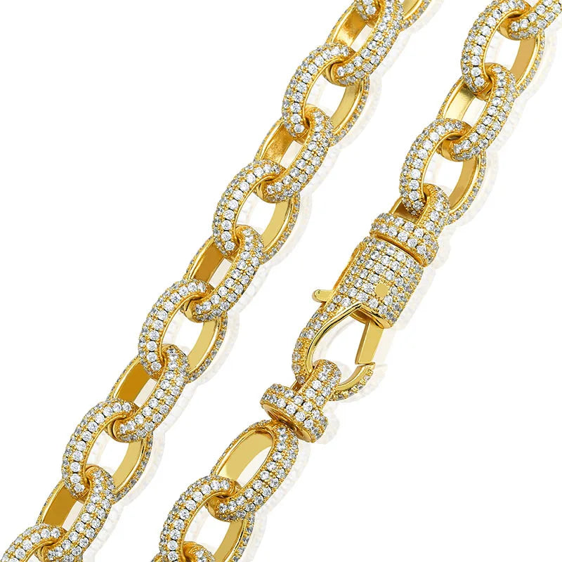 Hip Hop Bling Iced Out Miami Cuban Link Chain Full AAA Crystal Pave Men's Bracelet Gold Silver Color Bracelets for Men Jewelry