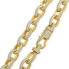 Hip Hop Bling Iced Out Miami Cuban Link Chain Full AAA Crystal Pave Men's Bracelet Gold Silver Color Bracelets for Men Jewelry