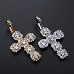 Iced Out AAA cubic zircon Cross Pendant Necklace Gold Silver Iced out super big Exaggerated 92mm Cross hip hop pendant necklace